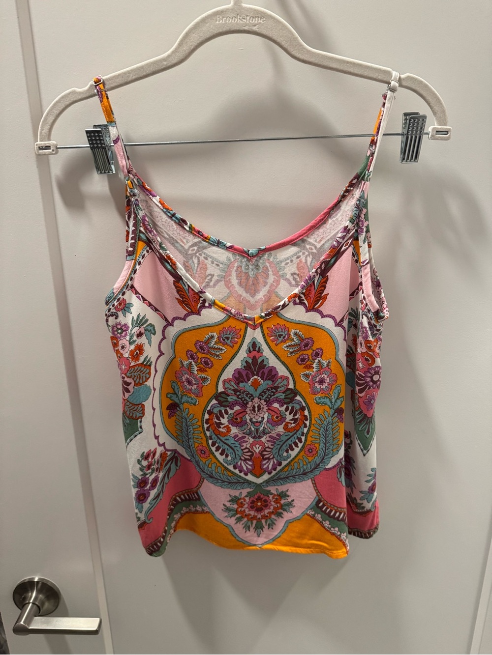 Rachel Zoe Pink, Yellow & Green Paisley-Print Spaghetti Strap Camisole XS - Picture 3 of 5